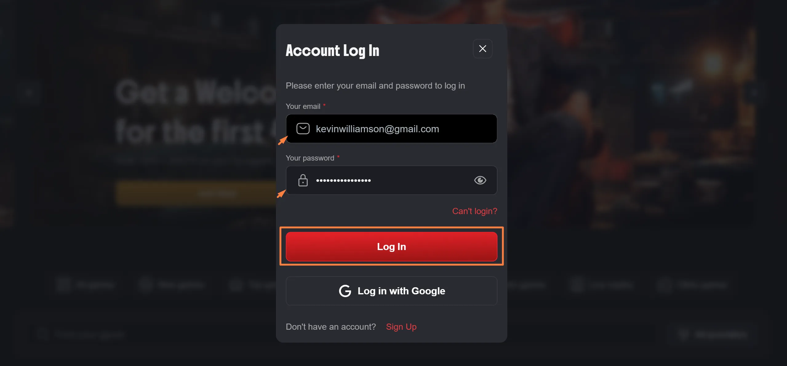 Signing In at syndicate casino online