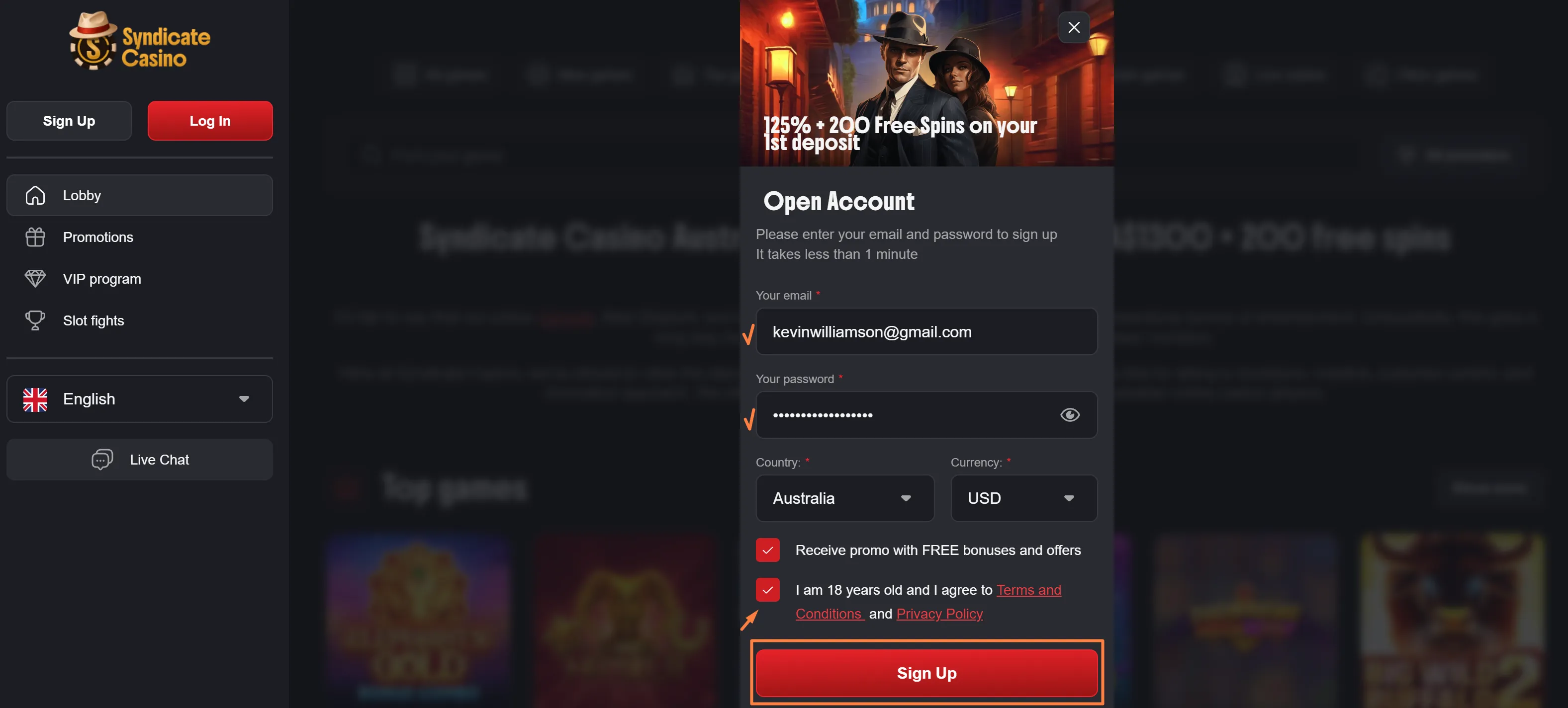 Opening Your Account at syndicate casino aus